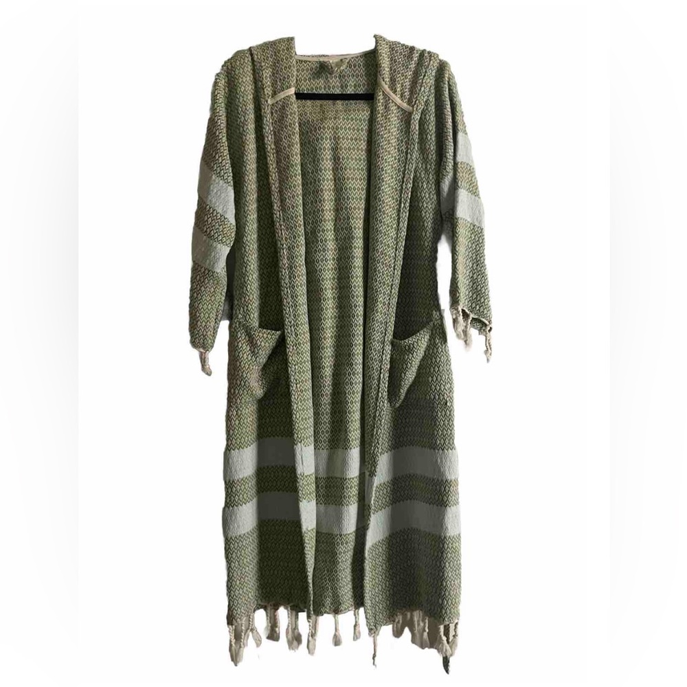 Bathrobe XS Green Cotton Woman